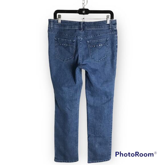 Chico's Vanity Size 0.5 (Women's 6) Dark Rinse Wash Midrise Straight Slim Jeans - Picture 2 of 10